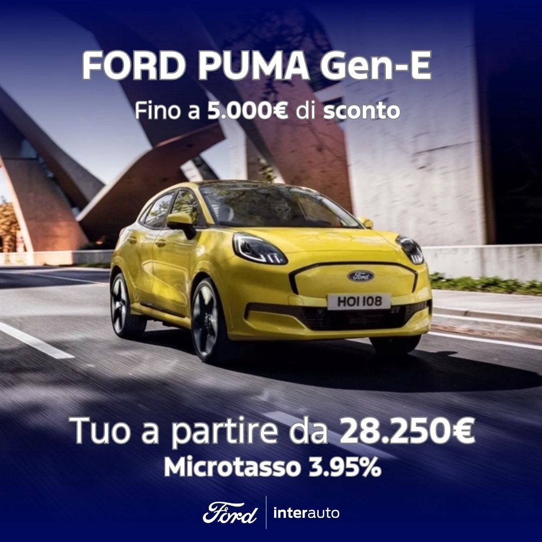 Ford Puma Elettrica Gialla Promozione Agosto