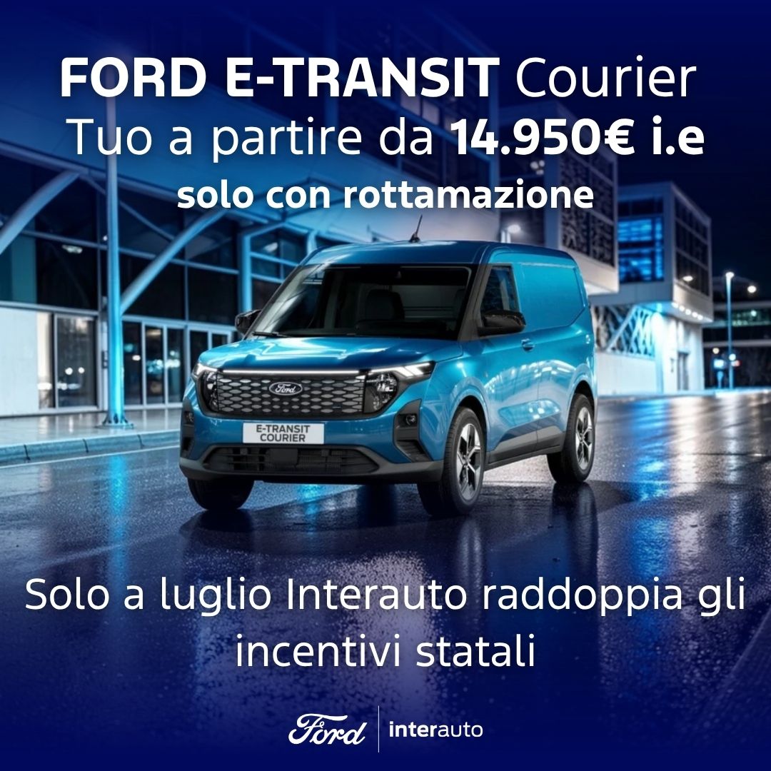 Ford Transit Courier Elettrico Blu Promozione Luglio