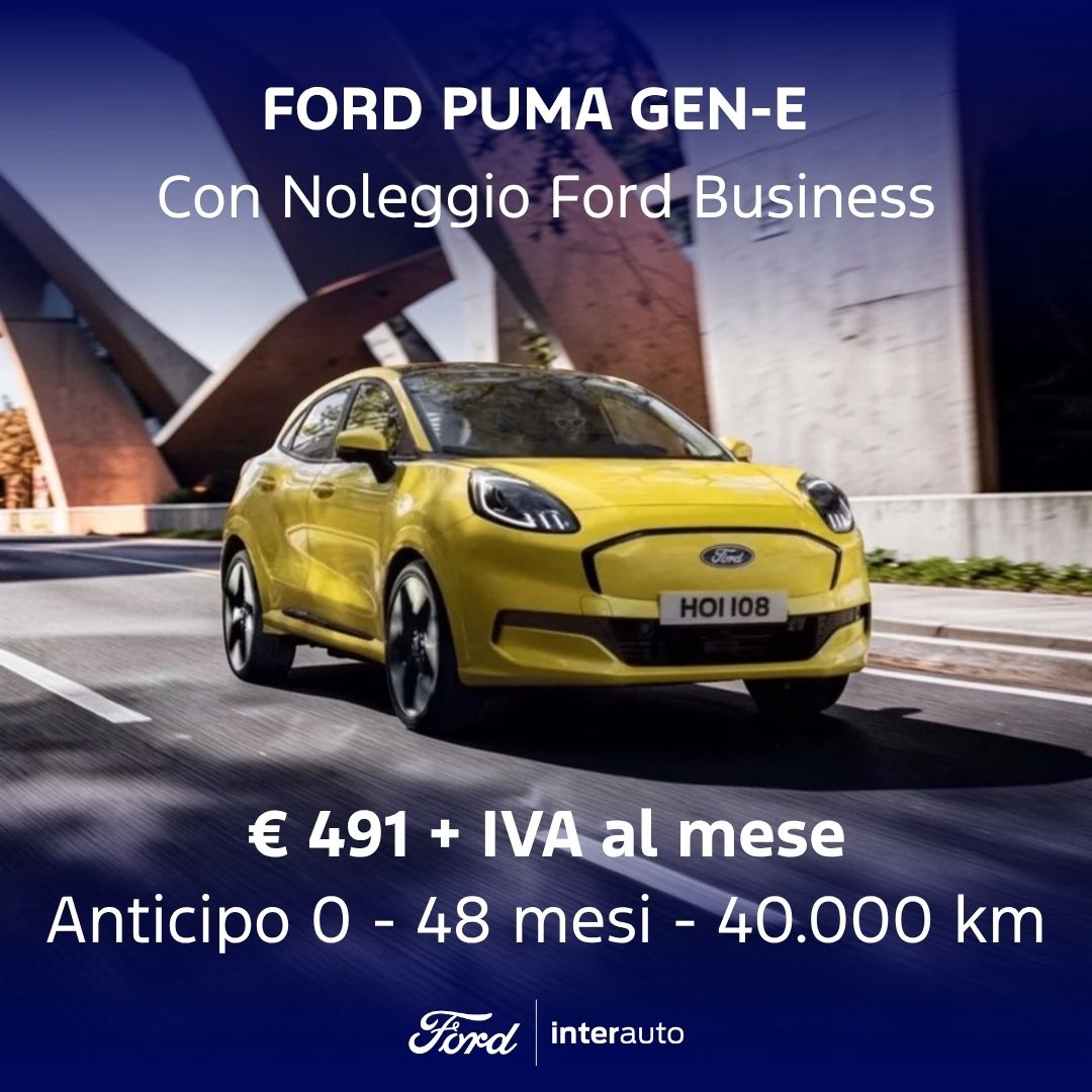 Ford Puma Elettrica Gialla Noleggio Promozione Ottobre2026
